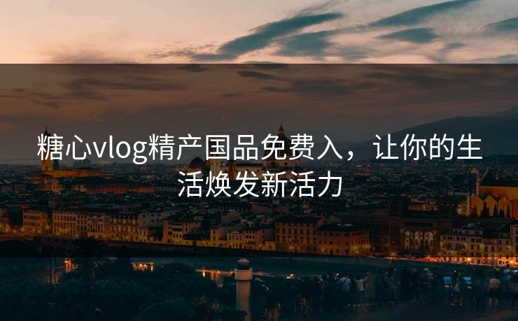 糖心vlog精产国品免费入，让你的生活焕发新活力