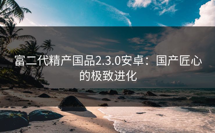 富二代精产国品2.3.0安卓：国产匠心的极致进化