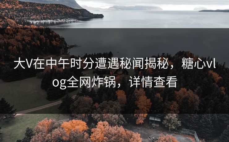 大V在中午时分遭遇秘闻揭秘，糖心vlog全网炸锅，详情查看