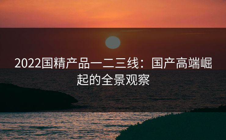 2022国精产品一二三线:国产高端崛起的全景观察