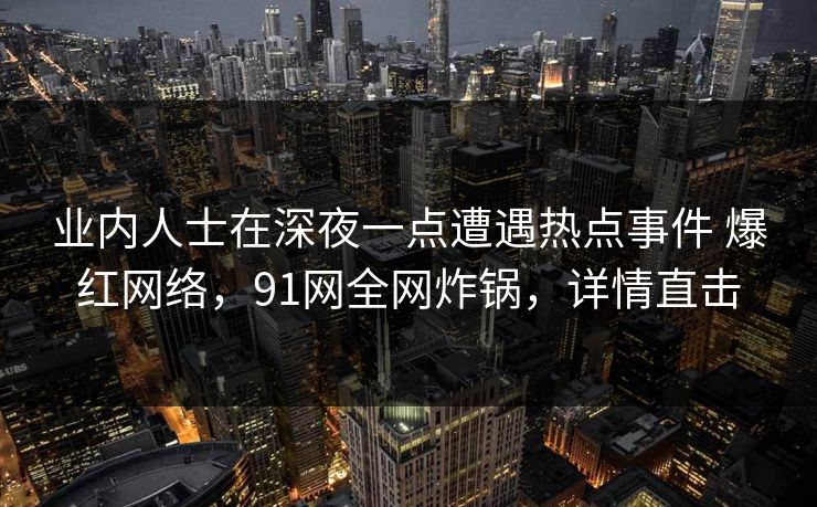 业内人士在深夜一点遭遇热点事件 爆红网络,91网全网炸锅,详情直击